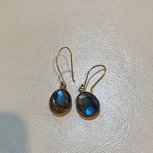 Labradorite Blue and Gold Oval Earrings